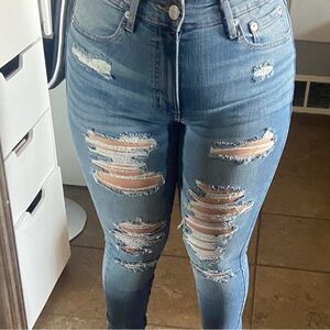 Distressed Blue Jeans